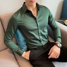  Long Sleeve Dress Shirt Men Clothing Simple Slim Fit Wear Office Blouse comprar usado  Enviando para Brazil