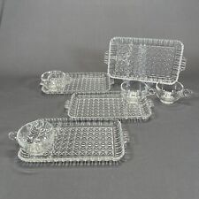 Conjunto de lanche de vidro transparente Anchor Hocking Serva 4 bandejas de servir 4 xícaras de vidro âncora comprar usado  Enviando para Brazil