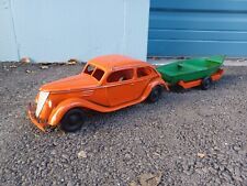 Vintage Pressed Steel KINGSBURY  ZEPHYR WIND-UP CAR with Boat & Trailer Toy '30s for sale  Shipping to South Africa