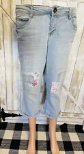 Jeans feminino LEI Ashley cintura baixa júnior tamanho 11 cropped capris flor patches comprar usado  Enviando para Brazil