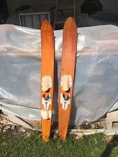 VINTAGE Set of Wooden 53” Long Water Skis for sale  Newbury