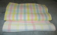 VTG Lot of 2 Pastel Plaid Cotton Open Weave & Fringed Acrylic Baby Blankets for sale  Shipping to South Africa