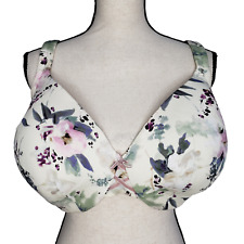 Cacique Lightly Lined Full Coverage Underwire Bra 36H Cream Green Pink Floral for sale  Shipping to South Africa