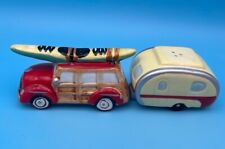 Very Nice Salt & Pepper Shakers ~Woody Station Wagon w/Kayak & Camping Trailer   for sale  Salt Lake City