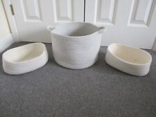 Futon Company - 3 rope storage baskets, 1 large grey round , 2 cream oval for sale  Shipping to South Africa
