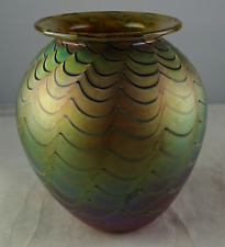 Vintage Craig Zweifel Pulled Iridescent Studio Art Glass 3 1/2" Urn Vase Signed for sale  Shipping to South Africa