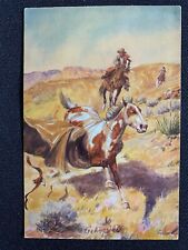 Cartão postal vintage 6"x4". Western Cowboys Chasing Horse. Pintura por E.W. Gollings, usado comprar usado  Enviando para Brazil