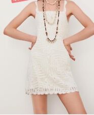 Mini vestido de crochê branco Zara tamanho pequeno alças cruzadas comprar usado  Enviando para Brazil