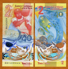 Caribe Oriental, $2 2023, polímero conmemorativo, prefijo AA, P-W61, UNC segunda mano  Embacar hacia Argentina