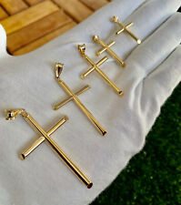 Colar de pingente de ouro amarelo 14K cruz crucifixo polido masculino feminino comprar usado  Enviando para Brazil