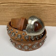Cinto de coração Chicos marrom ocidental couro metal martelado 34-43” - botão cravejado, usado comprar usado  Enviando para Brazil