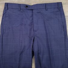 Pantalones de vestir Zanella para hombre 36X30 azul lana a cuadros Todd frente plano pantalones con puños segunda mano  Embacar hacia Argentina