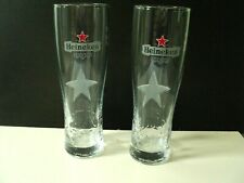 Heineken 8 oz Beer Glasses set of 2 Star Logo Embossed, Holland Netherlands EUC for sale  Canada