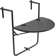 Folding Balcony Hanging Table Outdoor, Patio & Deck Black Wicker Style OPEN BOX for sale  Shipping to South Africa