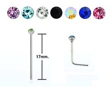 EXTRA LONG - Fishtail Nose Stud - STEEL - 2mm Crystal - 0.8mm or 1mm for sale  Shipping to South Africa