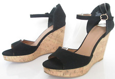 Used, H&M SIZE 5 38 WOMENS BLACK OPEN TOE ANKLE STRAPS SANDALS CORK WEDGES HEELS SHOES for sale  Shipping to South Africa