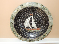 Tigela decorativa de veleiro feita à mão em mosaico de pedra do meio do século por Heide Dinamarca 9,5" comprar usado  Enviando para Brazil