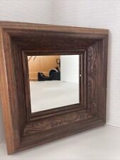 Accent Mirror Square Ornate Wood Frame 8x8” Hand-carved Vintage for sale  Shipping to South Africa