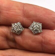 Used, 1.41 Ct Round Cut Simulated Diamond Cluster Stud Earring 14k White Gold Plated for sale  Shipping to South Africa