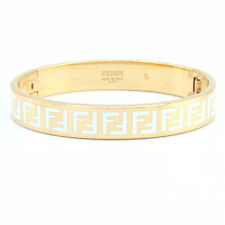 Fendi Bracelet 8AG808 Gold White Metal Used Accessory Zucca Pattern FF Ladies for sale  Shipping to South Africa