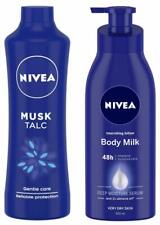 Loción corporal NIVEA, leche corporal (400 ml) y talco NIVEA, polvo de fragancia suave (400 grm) segunda mano  Embacar hacia Argentina