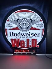 Used, AWESOME BUDWEISER BEER LIGHT UP LED “WE I. D. “ SIGN CLOCK for sale  Shipping to South Africa