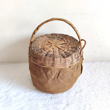 Antigua cesta de paja tejida a mano hermosa madera antigua pieza de colección decorativa WD770 segunda mano  Embacar hacia Argentina