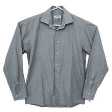 Usado, Camisa masculina Calvin Klein tamanho M padrão ponto cinza ajuste fino fonte botão manga longa comprar usado  Enviando para Brazil