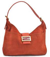 Authentic FENDI Mamma Baguette Shoulder Hand Bag Suede Leather Orange F7327 til salgs  Frakt til Norway