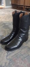 Lucchese Lizard Skin Men's Exotic Handmade Cowboy Boots Black Roper 10.5 D for sale  Boise
