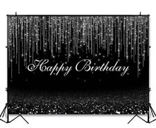 Banner de feliz aniversário decoração de festa preto branco 7x5 pés comprar usado  Enviando para Brazil
