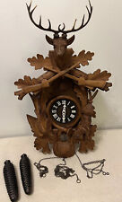 VTG West Germany CUCKOO CLOCK 8 Day Deer Head Hunting Untested  For Parts Repair for sale  Shipping to South Africa
