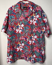 Camisa de acampamento havaiana vermelha vintage masculina 3XL paradise on a Hanger papagaio palma algodão comprar usado  Enviando para Brazil