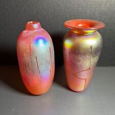 Dos jarrones de vidrio artístico de estudio vintage de cortesía [artículo 833] segunda mano  Embacar hacia Mexico
