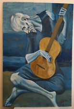 Pintura a óleo sobre painel PICASSO O VELHO GUITARRISTA (le vieux guitariste aveugle), usado comprar usado  Enviando para Brazil