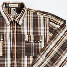 Camisa BEAT & RHYTHM para hombre XXL marrón perla broches a cuadros manga larga yugo embellecido segunda mano  Embacar hacia Argentina