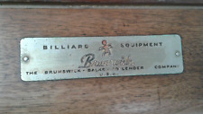 Antigua mesa de billar Brunswick Blake Collender placa de identificación, usado segunda mano  Embacar hacia Argentina