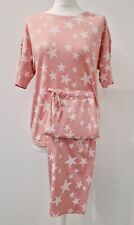 Womens Pyjamas Set Ex M&S Soft Cotton Pink Star Cropped Pyjama Set 8 to 22 for sale  Shipping to South Africa