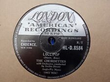 CHORDETTES - Lollipop / Baby Come-A-Back-A 78 rpm disc (A+), usado comprar usado  Enviando para Brazil