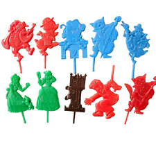 Vintage Nursery Rhyme Cupcake Toppers Cake Plastic F & F Mold & Die Works Lot 10 for sale  Shipping to South Africa