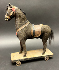 Antiguo juguete de tracción de caballo victoriano sobre base de madera alemán 10" H segunda mano  Embacar hacia Argentina