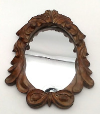 Espelho de moldura estilo antigo oval ornamentado marrom desgastado MCM 18" X 13", usado comprar usado  Enviando para Brazil