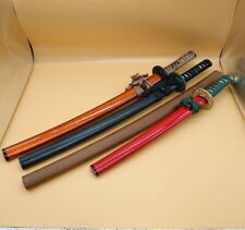 set of 4 Japanese SAMURAI Sword not sharp 日本刀 居合刀 刀 刀剣 レプリカ 刀身 鍔 栗型 模造刀 太刀 脇差 for sale  Shipping to South Africa