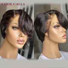 Short Bob Pixie Cut Wig Remy Human Hair Transparent Lace Front Wigs PrePlucked for sale  Shipping to South Africa
