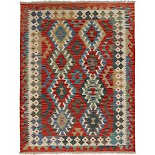 Southwestern Kilim Afghan Rug 4'3"x5'8" Chobi Hand Knotted Kelim Area Rug G25406 for sale  Shipping to South Africa