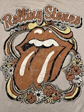 Camisa oficial de la gira de los Rolling Stones labios lengua boca flores 2XL angustiada segunda mano  Embacar hacia Argentina