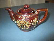 Vintage Brown Betty Redware Teapot Hand Painted Made In Japan, used for sale  Shipping to Canada