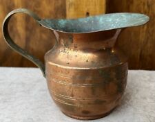 Copper w/ a Brass Handle Small Pitcher w/ double bands. Vintage Perfect Patina, used for sale  Shipping to South Africa
