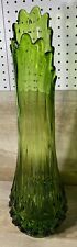 LE Smith Green Diamond Butt Glass Swung Vase 22” Tall for sale  Shipping to South Africa