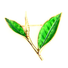 Antique 15ct Gold Enamelled Leaf Brooch Hallmarked Tree Branch Yellow Gold Boxed, used for sale  Shipping to South Africa
